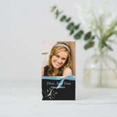 Rep-kaart voor zwart-wit Afstuderen met blauw lint Contactkaartje (Staand voorkant)