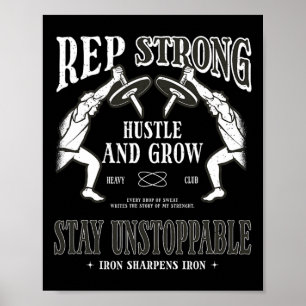Rep sterke drukte en groei Blijf onstuitbare gym Poster