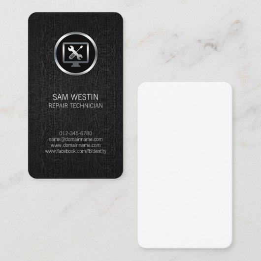 Repair Technician Computer Gears Icon BusinessCard Visitekaartje (Voorkant / Achterkant)