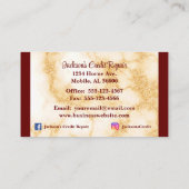 Repair van Bourgogne en marmer Credit Visitekaartje (Achterkant)