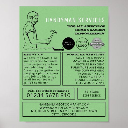  Repairman, Handyman Adverteren Poster (Voorkant)