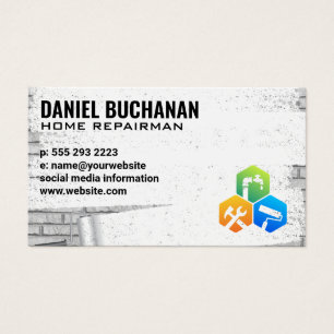 Reparateur   Geschilderde bakstenen muur Visitekaartje