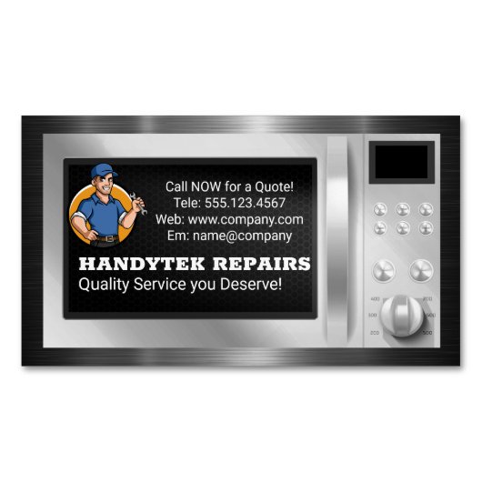 Reparateur met sleutel | Magnetron Magnetisch Visitekaartje (Voorkant)