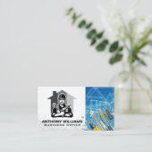 Reparateur | Timmermanswerktuigen | Bouwtekeningen Visitekaartje (Staand voorkant)