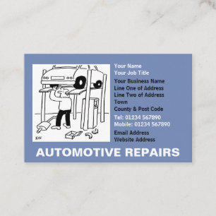Reparatie aan auto's Cartoon Visitekaartje