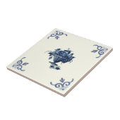 Reparatie Antiek blauw, blauw, vierkant Tegeltje (Zijkant)