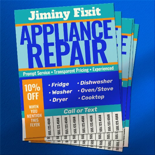 Reparatie apparaat Scheur het telefoonnummer uit Flyer