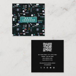 Reparatie Computer Printplaat QR Code Vierkante Visitekaartje