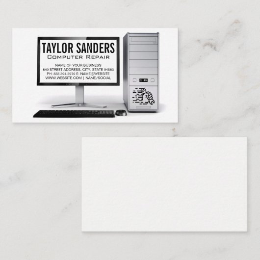 Reparatie computertechnicus visitekaartje (Voorkant / Achterkant)