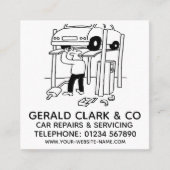 Reparatie en onderhoud van auto's vierkante visitekaartje (Voorkant)