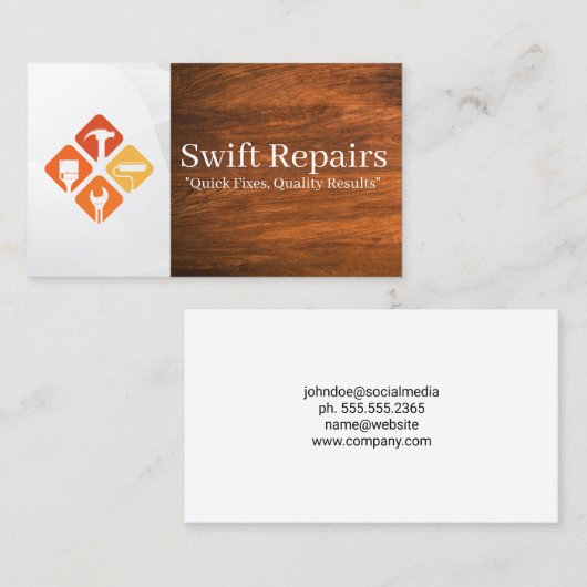 Reparatie Renovatie Hardware Tools Visitekaartje (Voorkant / Achterkant)