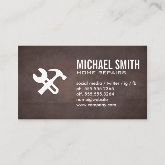 Reparatie thuisservices | Achtergrond bruine textu Visitekaartje (Voorkant)