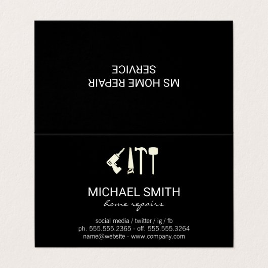 Reparatie thuisservices | Hardwarehulpmiddelen | H Visitekaartje (Buitenkant ongevouwen)