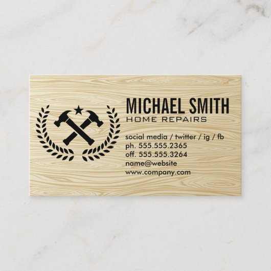 Reparatie thuisservices | Houtkorrels Achtergrond Visitekaartje (Voorkant)