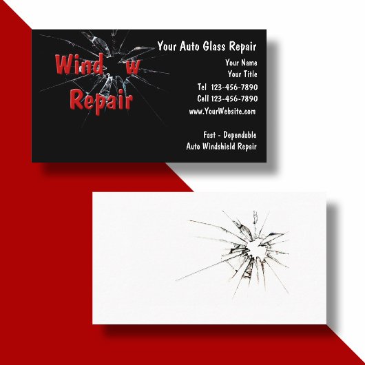 Reparatie van autoglas visitekaartje