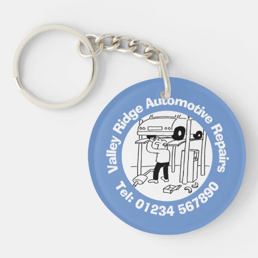 Reparatie van auto's. Automonteur Sleutelhanger (Voorkant)