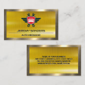 Reparatie van auto's Logo | Goud Metaal Visitekaartje (Voorkant / Achterkant)