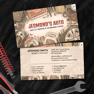 Reparatie van auto's - monteur visitekaartje
