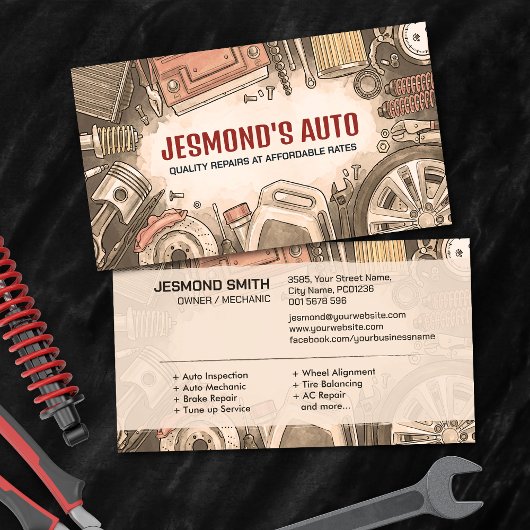 Reparatie van auto's - monteur visitekaartje