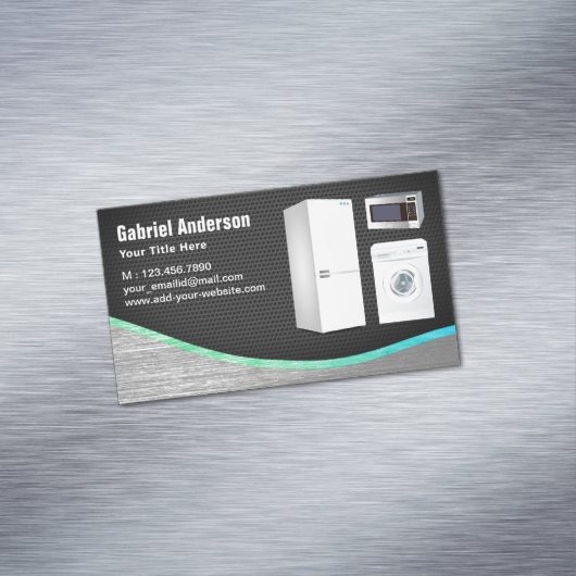 Reparatie van Black Mesh Steel Home Appliances Magnetisch Visitekaartje (Voorbeeld)