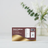 Reparatie van bruine lederen goudapparaten visitekaartje (Staand voorkant)