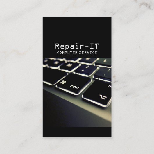 Reparatie van computer, technicus, laptop, Visitek Visitekaartje (Voorkant)