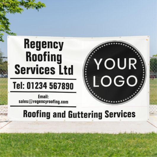 Reparatie van dakbedekking en dakgoten banner met (Buitenkant)