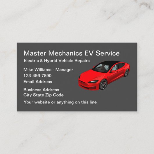 Reparatie van elektrische auto's visitekaartje (Voorkant)