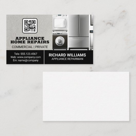 Reparatie van huishoudelijke apparaten | QR-code Visitekaartje (Voorkant / Achterkant)