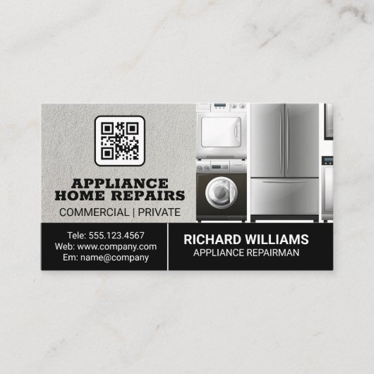 Reparatie van huishoudelijke apparaten | QR-code Visitekaartje (Voorkant)