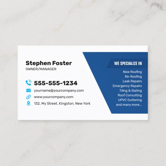 Reparatie van lokale dakbedekking, dakbedekking, g visitekaartje (Achterkant)