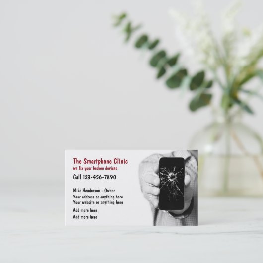 Reparatie van mobiele telefoons visitekaartje (Staand voorkant)