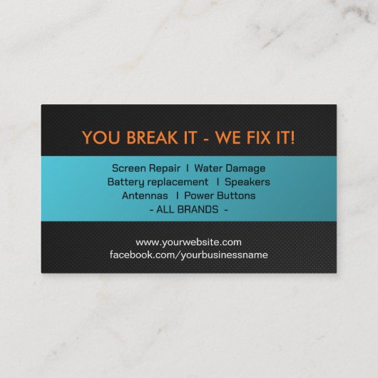 Reparatie van moderne smartphones  visitekaartje (Achterkant)