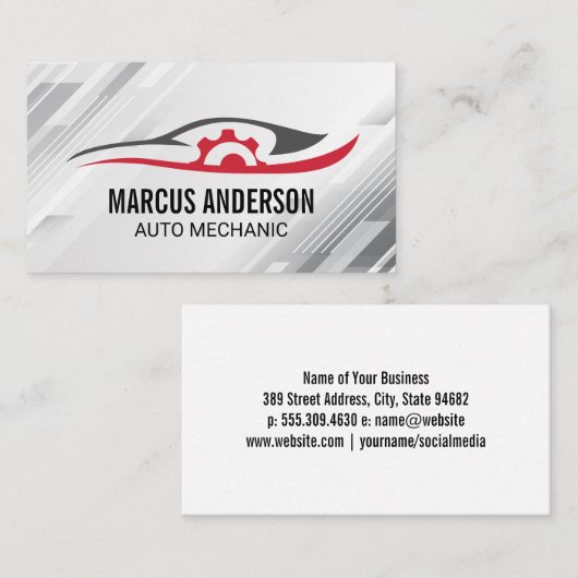 Reparatiebedrijf voor auto's | Auto-onderdelen Visitekaartje (Voorkant / Achterkant)