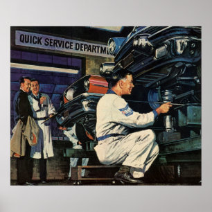 Reparatiebedrijf voor oldtimer auto's Auto monteur Poster