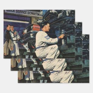 Reparatiebedrijf voor oldtimers Auto monteur  Inpakpapier Vel