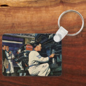 Reparatiebedrijf voor oldtimers Auto monteur Sleutelhanger (Voorkant)