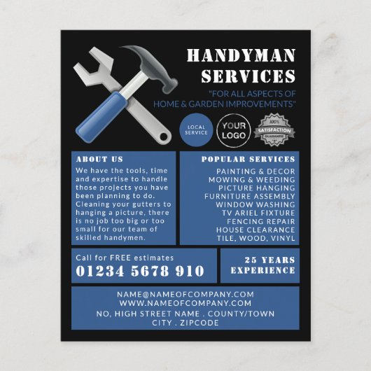 Reparatieprogramma's, Adverteren de handyman Flyer (Voorkant)