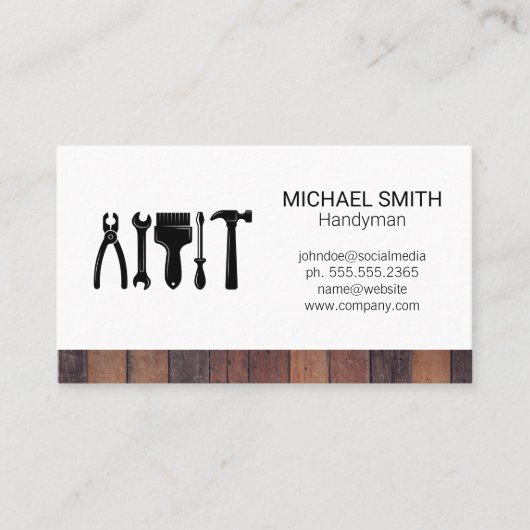 Reparatieprogramma's | Houten planken Visitekaartje (Voorkant)