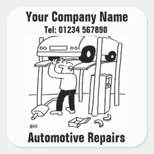 Reparaties aan auto's vierkante sticker