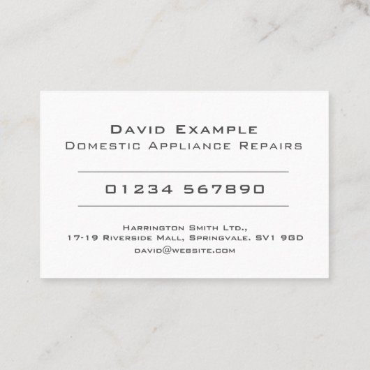 Reparaties voor huishoudelijk apparaat met foto va visitekaartje (Achterkant)