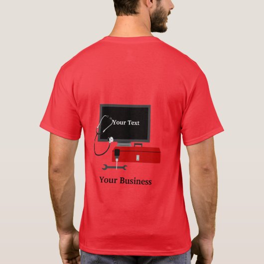 Reparatieservice computertechnicus Rood T-shirt (Achterkant)