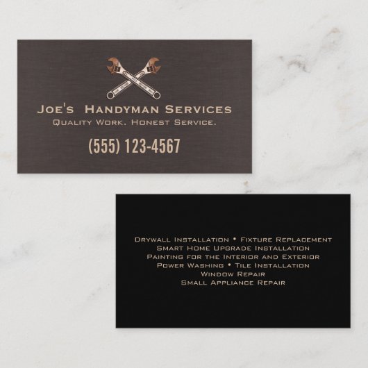 Reparatieservice Handyman Home Improvement Visitekaartje (Voorkant / Achterkant)