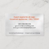 Reparatieservices voor apparaten visitekaartje (Achterkant)