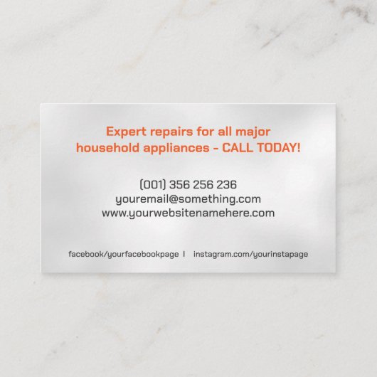 Reparatieservices voor apparaten visitekaartje (Achterkant)