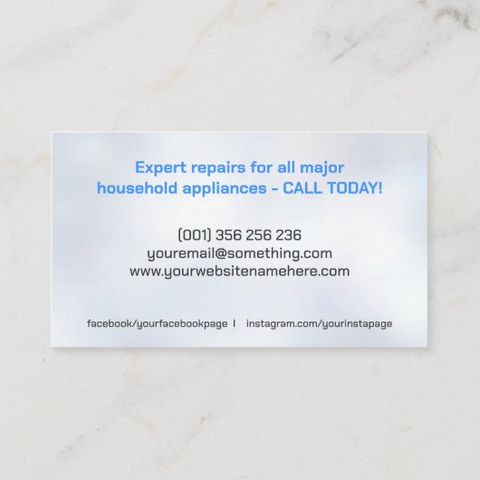 Reparatieservices voor apparaten visitekaartje (Achterkant)