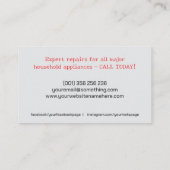 Reparatieservices voor apparaten visitekaartje (Achterkant)