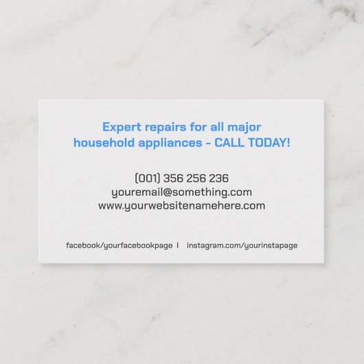 Reparatieservices voor apparaten visitekaartje (Achterkant)