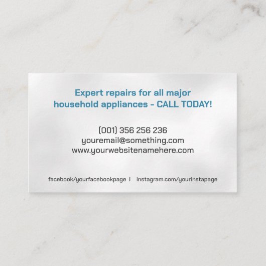 Reparatieservices voor apparaten visitekaartje (Achterkant)