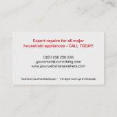 Reparatieservices voor apparaten visitekaartje (Achterkant)